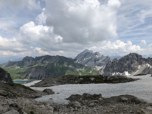 Ausblick auf den Lünersee auf dem Weg zur Totalpe